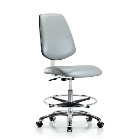 Blue Ridge Ergonomics Clean Room Chair 22" to 29" Height, Vinyl, Dove BR-CLR-VMBCH-MB-CR-CF-CC-8567
