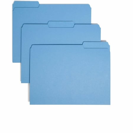 Smead INTERIOR FILE FOLDERS, 1/3-CUT TABS, LETTER SIZE, BLUE, 100PK 10239