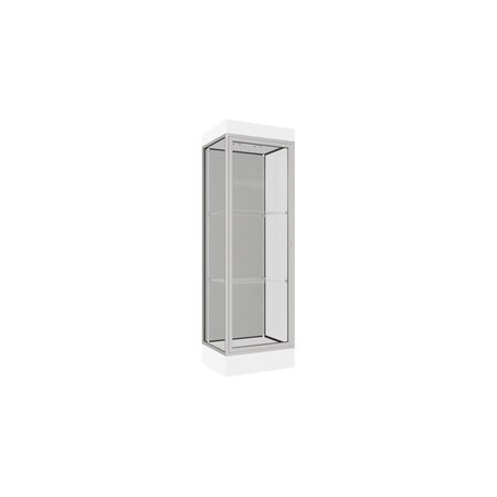 Ghent Lighted Floor Display Case 24x76x20, 6" Base, Satin 91LFHB-SN-WHT