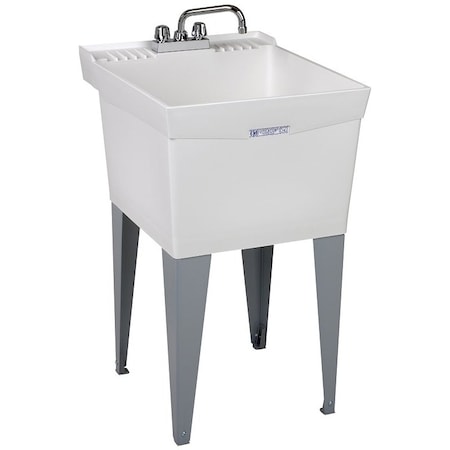 Elm ELM UTILATUB 19CF Laundry Tub Combo Kit, 20 in W x 14-3/8 in D Bowl, Thermoplastic, White 19CF