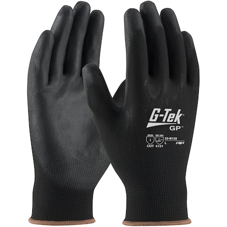 G-Tek Seamless Knit Nylon Blend Glove w/Polyurethane Coated Flat Grip on Palm&Fingers, Touchscreen, 12PK 33-B125/M