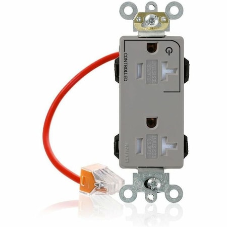 Leviton PlugsandReceptacles, 20A, 125VAC, Gry, Nylon MT163-1CG