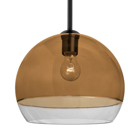 Besa Lighting Besa Ally 12 Stem Pendant, Amber/Clear, Black Finish, 1x 60W MAX E26 Base 1TT-ALLY12AM-BK
