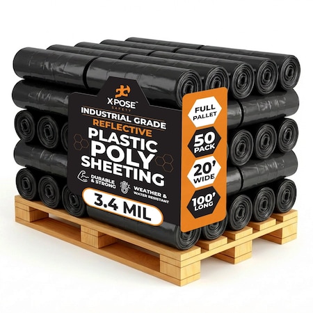 Xpose Safety 20ft x 100ft Black Poly Sheeting, 3.4 Mil, 50PK B-420IS-50-X