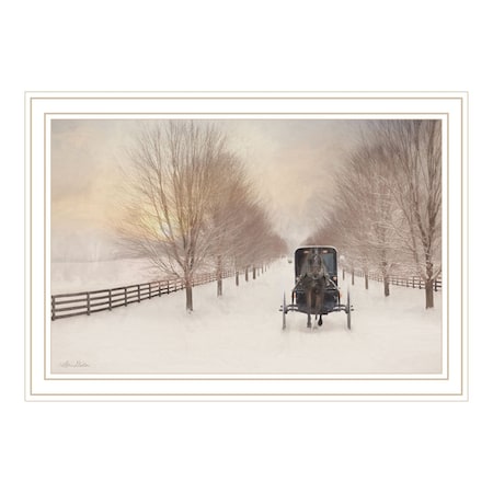 Homeroots Snowy Amish Lane White Framed Wall Art 572030