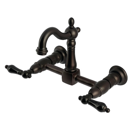 Kingston Brass Two-Handle Wall Mount Bridge Kitchen Faucet, Oil Rubbed Bronze KS2445PKL