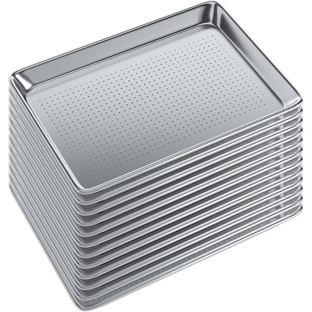 Amgood Size 13 in. x 18 in. Half Size Perforated Aluminum Bun / Sheet Pan, 12PK AMG PBP-19G-1813-12PK-Z