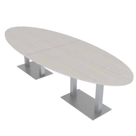 Skutchi Designs Oval Conference Table With Power, 48 in W, 144 in L, Ivory HAR-OVL-48X144-DOU-K458-NA