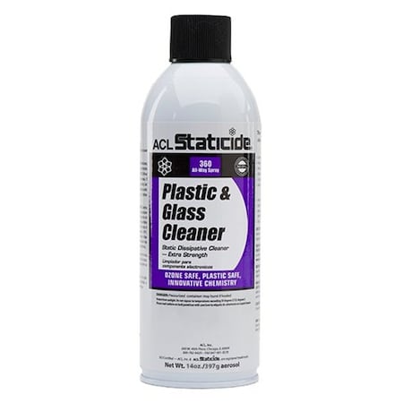 Acl Staticide Liquid Glass and Plastic Cleaner, 15 oz, White, Fresh, Aerosol Can 8670