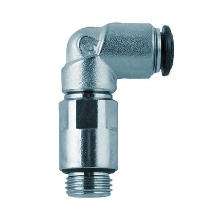 Usa Industrials Push to Connect Tube Fitting, Nickel Plated Brass w/ Plastic Release Ring, Male L Elbow ZUSA-TF-PTC-NPBR-132