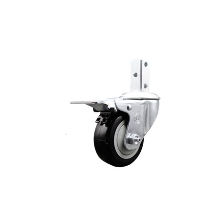 Service Caster 3.5 Inch Black Poly Swivel 7/8 Inch Square Stem Caster with Total Lock Brake SCC SCC-SQTTL20S3514-PPUB-BLK-78