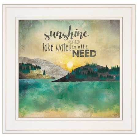 Homeroots Sunshine And Lake Water 2 White Framed Print Wall Art 407760