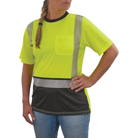 Ergodyne XS Lime Class 2 Hi-Vis T-Shirt Black Bottom Womens 8276BK
