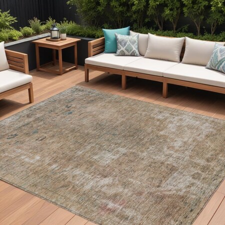 Homeroots 8' X 10' Beige And Taupe Abstract Washable Indoor Outdoor Area Rug 615497