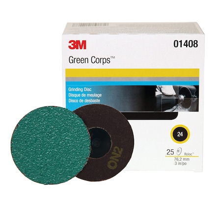 3M HEAVY-DUTY ABRASIVE DISC, 3 IN DIA DISC, 24 GRIT, EXTRA COARSE GRADE 7100010637
