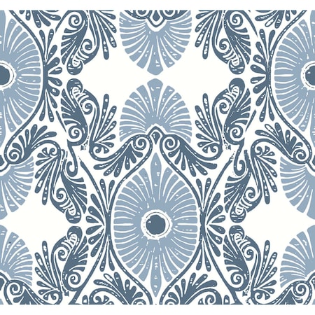 A-Street Prints Villa Blue Embellished Ogee Wallpaper 4122-72401