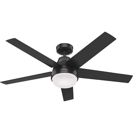 Hunter Aerodyne 52'' Matte Black Smart Ceiling Fan with LED Light Kit and Handheld Remote Control 51314