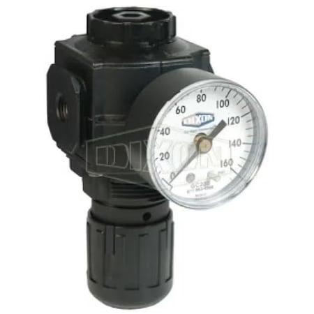 Dixon Norgren by Excelon 1 Series Relieving Compact Regulator with GC230 Gauge, 1/4 in PTF, 91 SCFM Flow R R73G-2RG