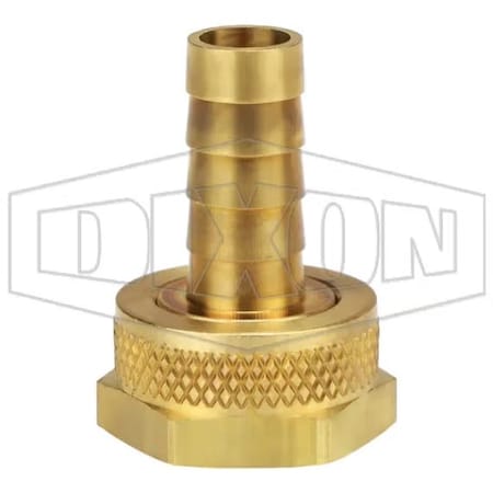 Dixon Standard Shank Garden Hose Thread Female Fitting with Swivel Nut, 3/4 x 1/2 in Nominal, Brass, Domes 5910812CLF