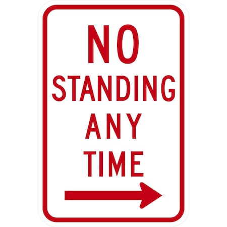 Lyle No Standing Any Time (right arrow), 12x18, Engineer Grade, White G-3756-EG_12x18