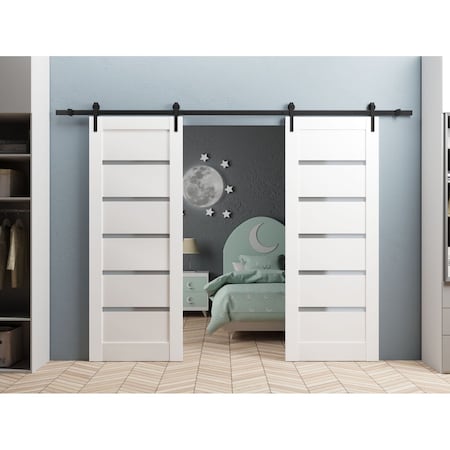 Sartodoors Double Barn Interior Door, 36" x 80", White QUADRO4117DB-WS-36