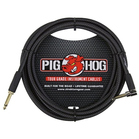 Pig Hog ''Black Woven'' Instrument Cable, 10-Feet Right Angle PCH10BKR