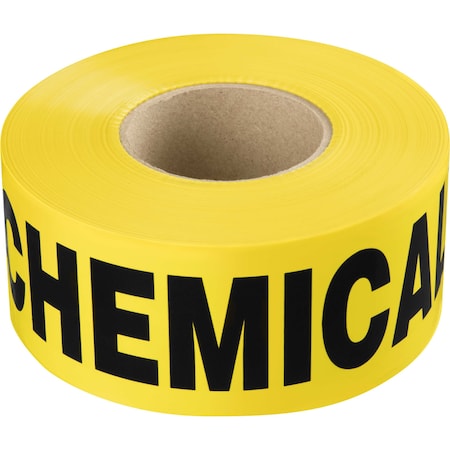 Ironwear 3in x 1000' Barricade Tape, Caution Chemical Cleaning, 2.5 Mil Thick, Yellow 1100-06