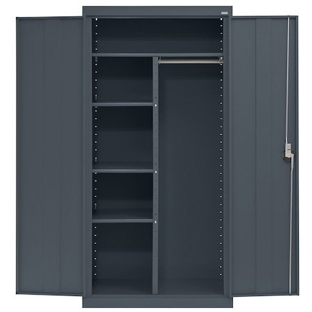 Sandusky Lee Combo Wardrobe Storage Cabinet, 72 in H, 36 in W, 18 in D, Recessed Pull, Keyed, Gray, 4 Shelves EACR361872-02