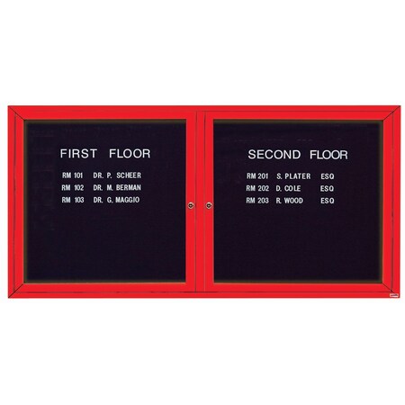 Aarco Illuminated Outdoor Enclosed Directory w/ Al Frame, Powder Coated Red, 36''Hx72''W OADC3672IR