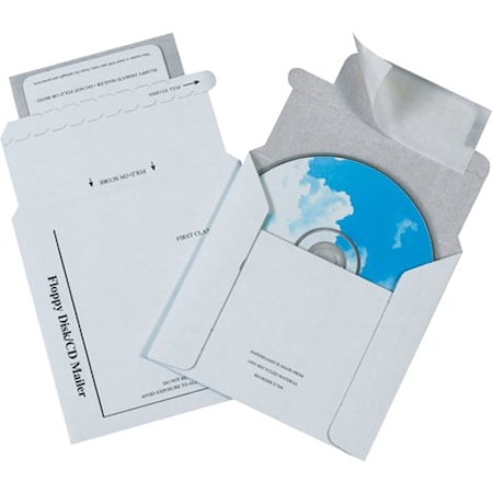 Partners Brand Foam Lined CD Mailers, 5 1/8" x 5", White, PK100 MM1150