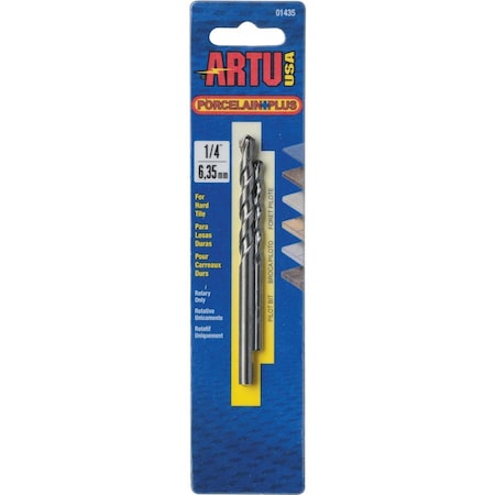 Artu 1/4'' x 4-1/8'' Cobalt and Tungsten Carbide Glass & Tile Drill Bit 1435