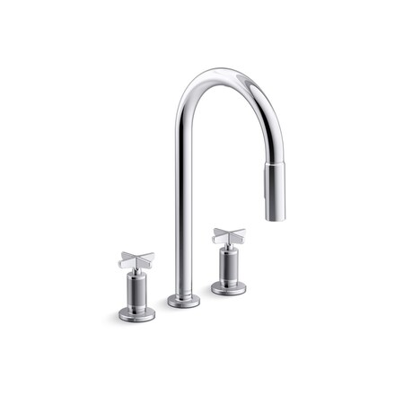 Kohler Billet Pull-down kitchen sink faucet with two-function sprayhead 28671-3-CP