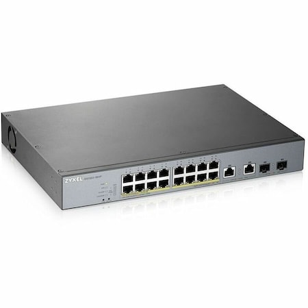 Zyxel 16-Port Gigabit PoE+ L2 Web Managed Switch 250W w/2 SFP Uplink w/1Y Nebula Included GS1350-18HP