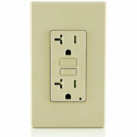 Leviton GFIRcptcl, 20A, 125VAC, Ivory, Polycarbonate GFTR2-I