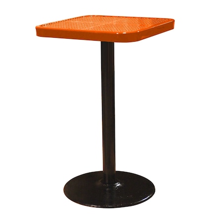 Leisure Craft 24" Square Perforated Pedestal Table, Portable, 40"H, Orange SQ24TAB40-ORANGE