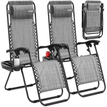 Serenelife Zero Gravity Chairs Set of 2, Grey SLZGHGRY87