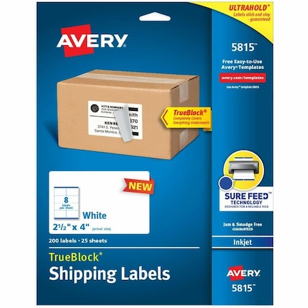 Avery Printable Blank Shipping Labels, PK200 05815