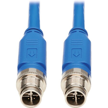 Eaton Tripp Lite Series M12 X-Code Cat6 1G UTP CMR-LP Ethernet Cable M/M, IP68, PoE, Blue, 5 m NM12-601-05M-BL