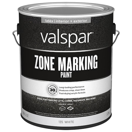 Valspar 1 Gal Valspar Paint 135 White Zone Marking Paint Acrylic Water-Based Paint for Traffic or Zone 287