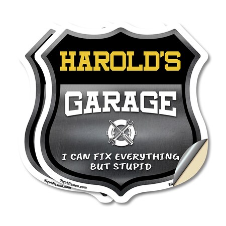 Signmission Harold's Garage I Can Fix Everything But Stupid, 18 inch X 18 inch, Vinyl Decal, 2PK SHI-D-2PACK-18-490-HAROLD