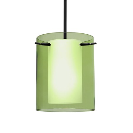 Besa Lighting Besa Pahu 8 Stem Pendant, Transparent Olive/Opal, Black Finish, 1x 11W LED 1TT-L00607-LED-BK