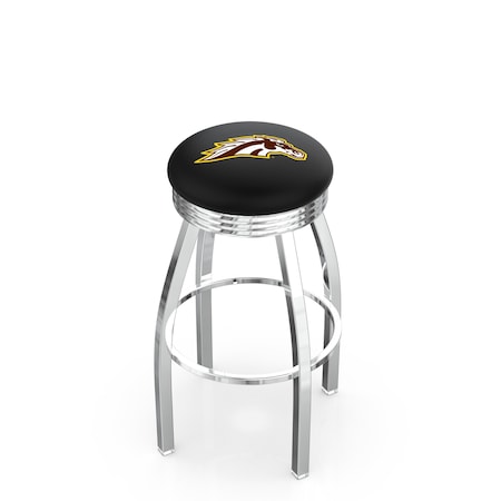 Holland Bar Stool Co 25" Chrome Western Michigan Swivel Bar Stool, Accent Ring L8C3C25WestMI