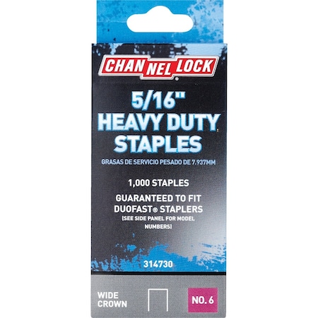 Channellock No. 6 Hvy Dty Wide Crown Staple 5/16 In., 1000PK 314730
