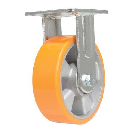 Vestil Polyurethane Rigid Caster 6 In. Diameter x 2 In. Width 1212 Lb. Capacity Orange/Silver CST-VE-6X2PUA-R