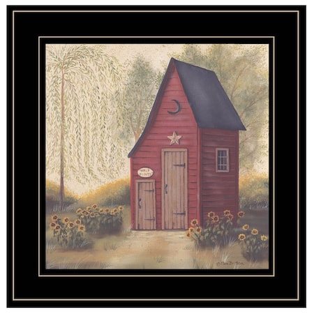 Homeroots Folk Art Outhouse II 2 Black Framed Print Bathroom Wall Art 404719