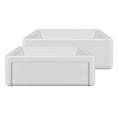 Whitehaus Collection 30 in Reversible Single Bowl Fireclay Kitchen Sink with Grid WHRP3018-W