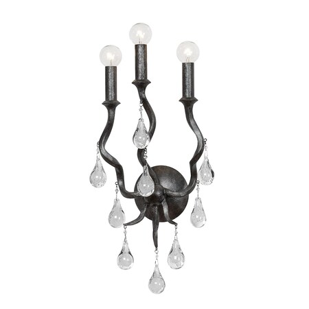 Corbett Lighting Aveline 3 Light Wall Sconce 11.25 In. Black Silver Leaf 414-03-BSL