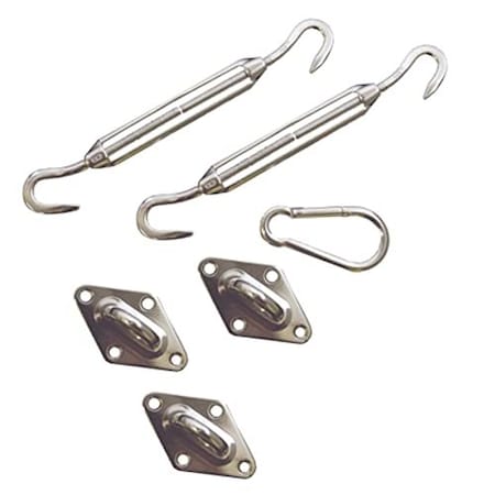 King Canopy Sun Shade Sail Triangle Hardware Kit for Installation, Turnbuckle is 8in Closed 11in Open, SS ZT2001300