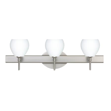 Besa Lighting Tay Tay Vanity, Opal Matte, Satin Nickel Finish, 3x5W LED 3SW-560507-LED-SN
