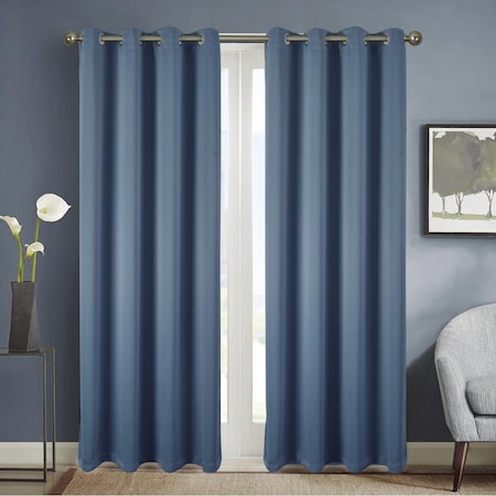 Olivia Gray 54 x 84 in. Anchorage Solid Blackout Grommet Single Curtain Panel - Blue PNA22508